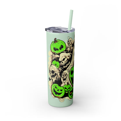 Neon Ghouls 'n Cats Eyes Skinny Tumbler with Straw, 20oz