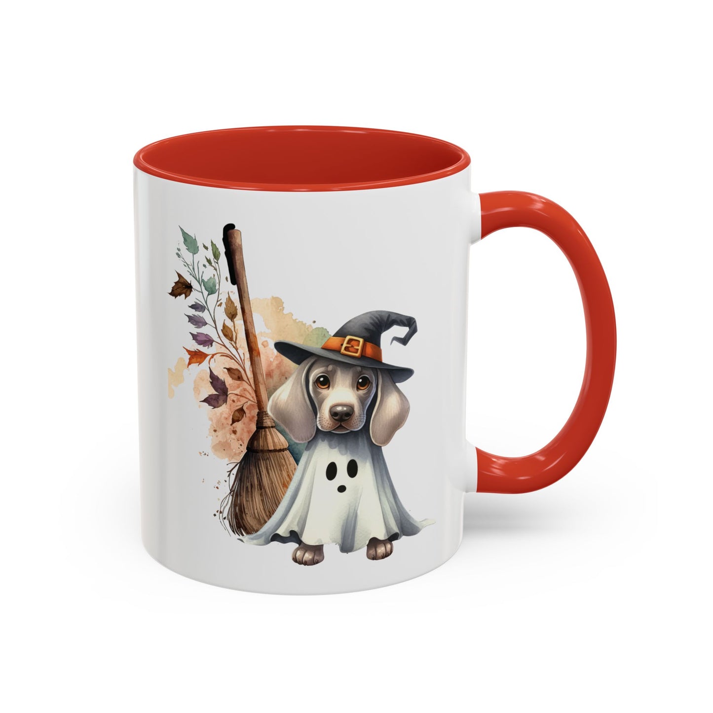 Halloween Accent Coffee Mug (11 oz) Adorable Weimaraner Witch Puppy