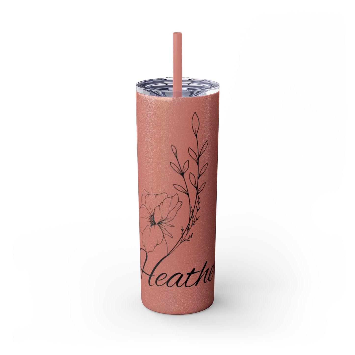 "Heather" Floral Skinny Tumbler with Straw, 20oz