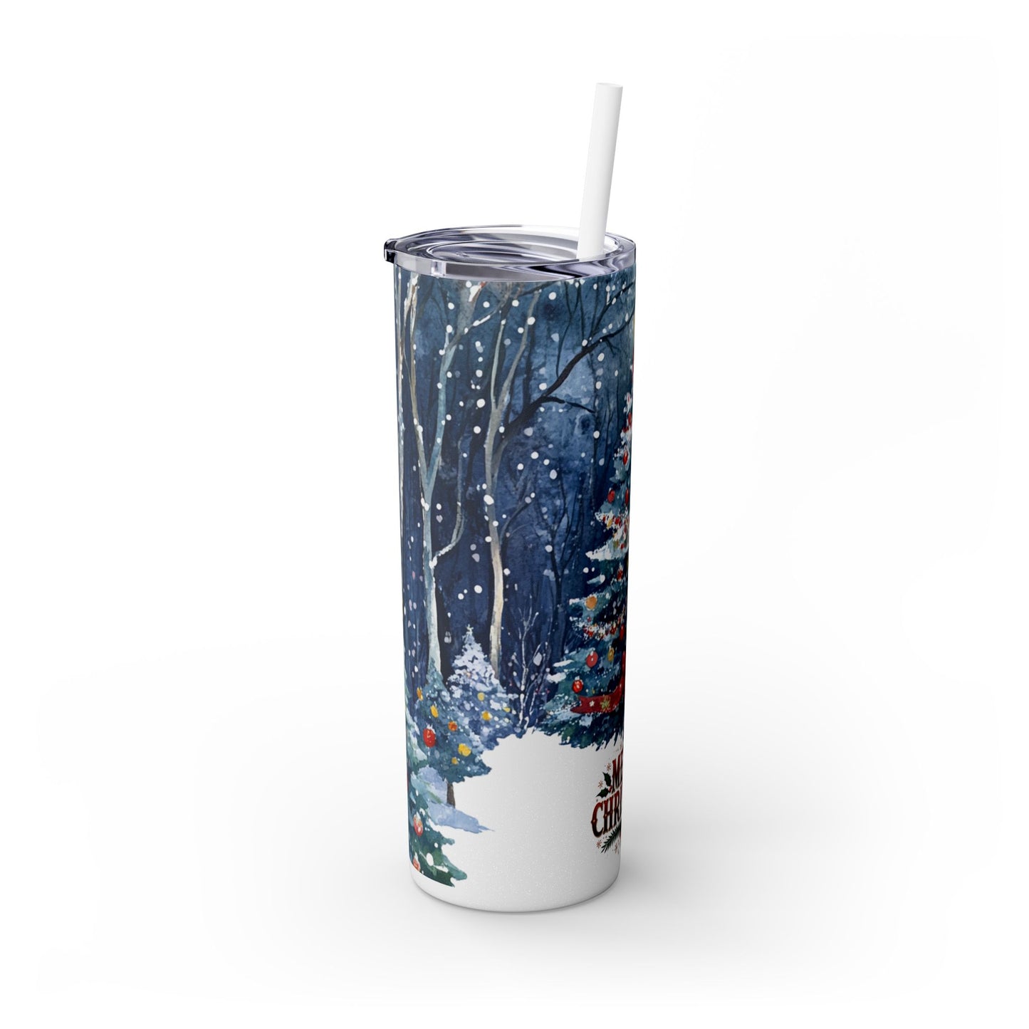 Merry Christmas Skinny Tumbler with Straw, 20oz