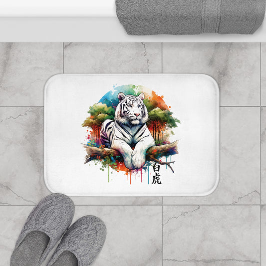 White Tiger Bath Mat