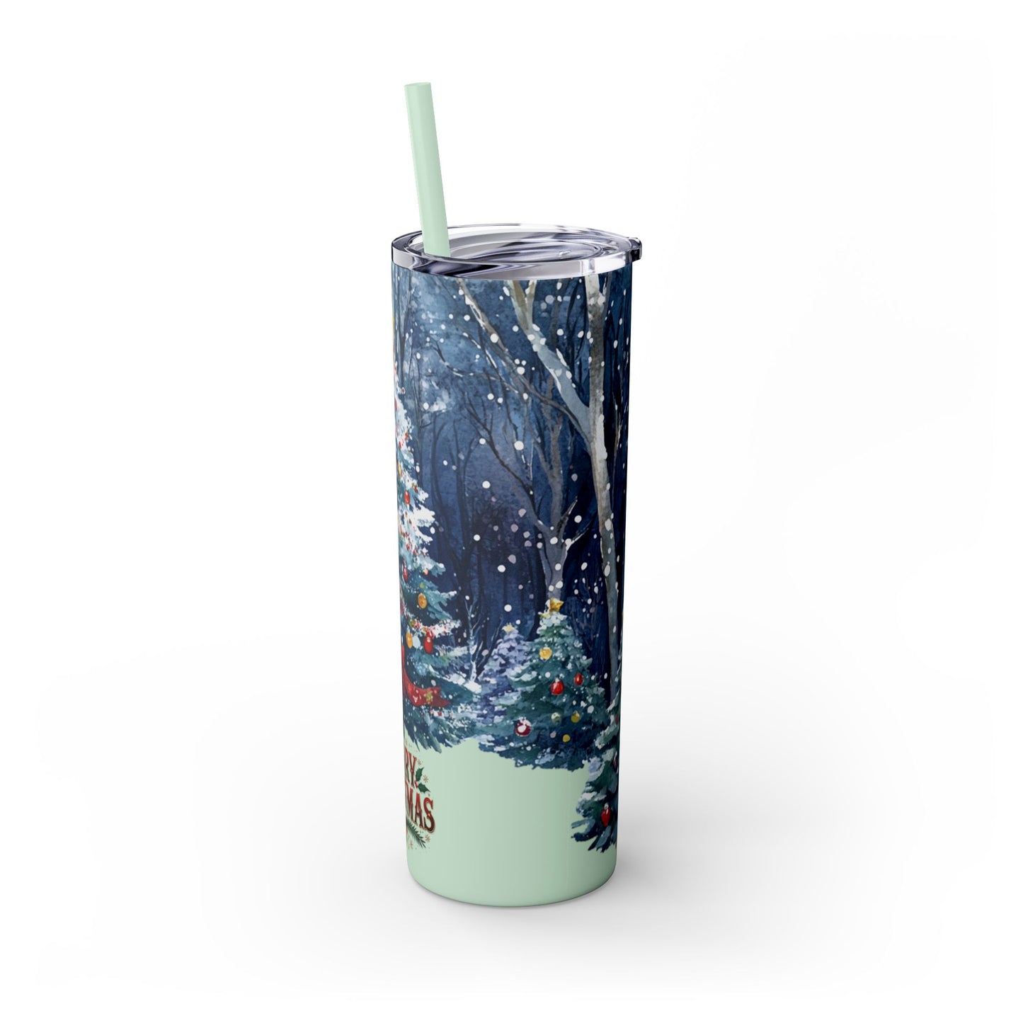 Merry Christmas Skinny Tumbler with Straw, 20oz