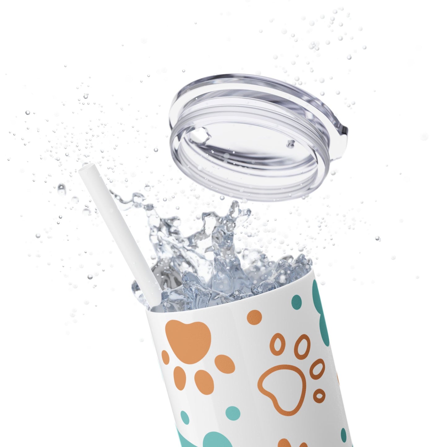 Paws and Bones Skinny Tumbler with Straw, 20oz