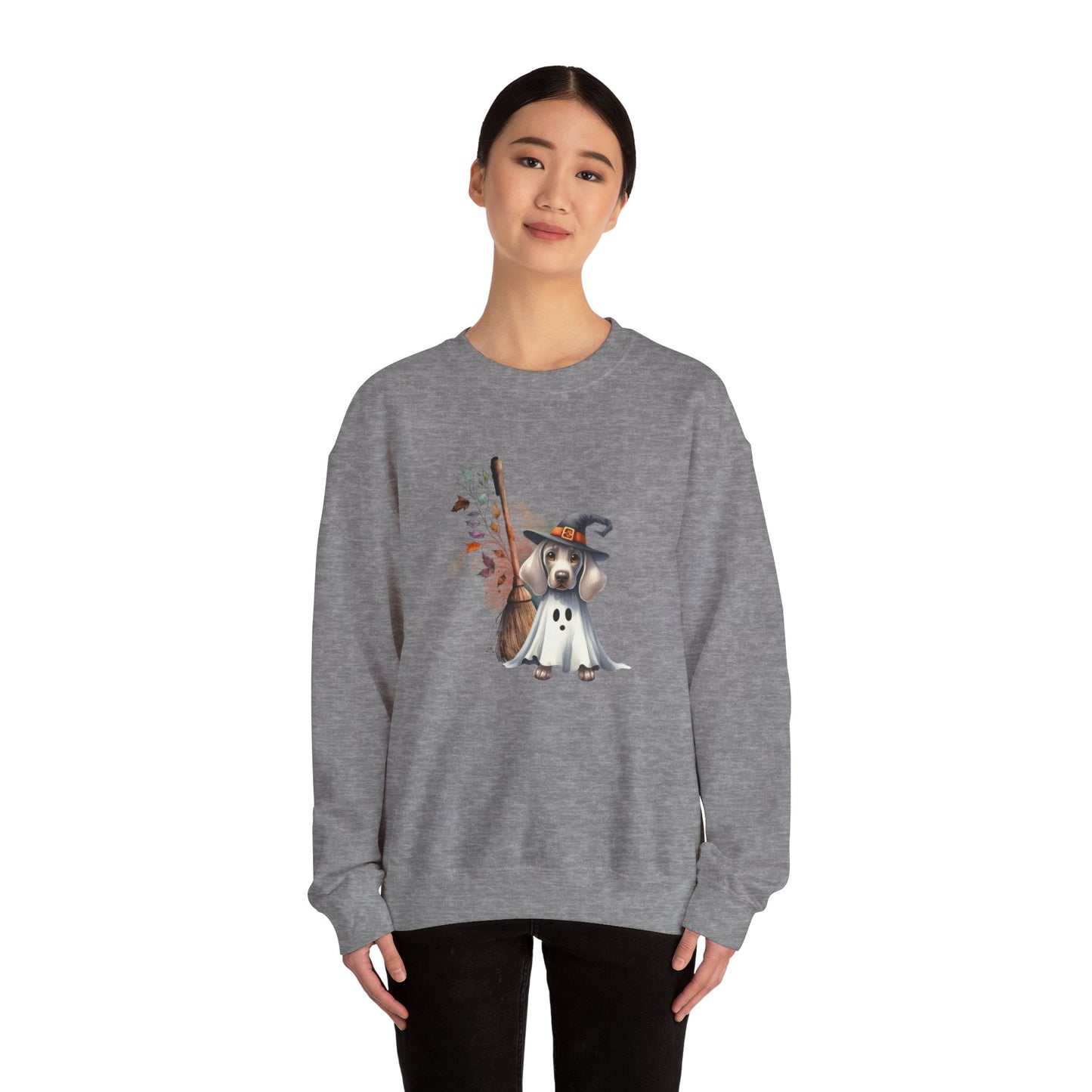 Unisex Heavy Blend™ Crewneck Sweatshirt - Weimaraner Witch Puppy