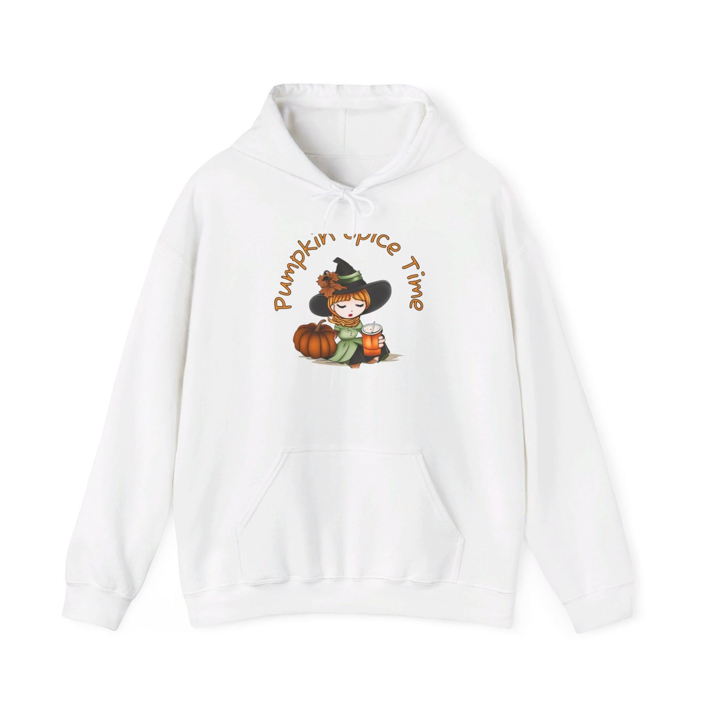 Pumpkin Spice Witch Hooded Sweatshirt - Keep warm this Fall wearing this Adorable Halloween Witch hoodie, who's enjoying her Pumpkin Spice