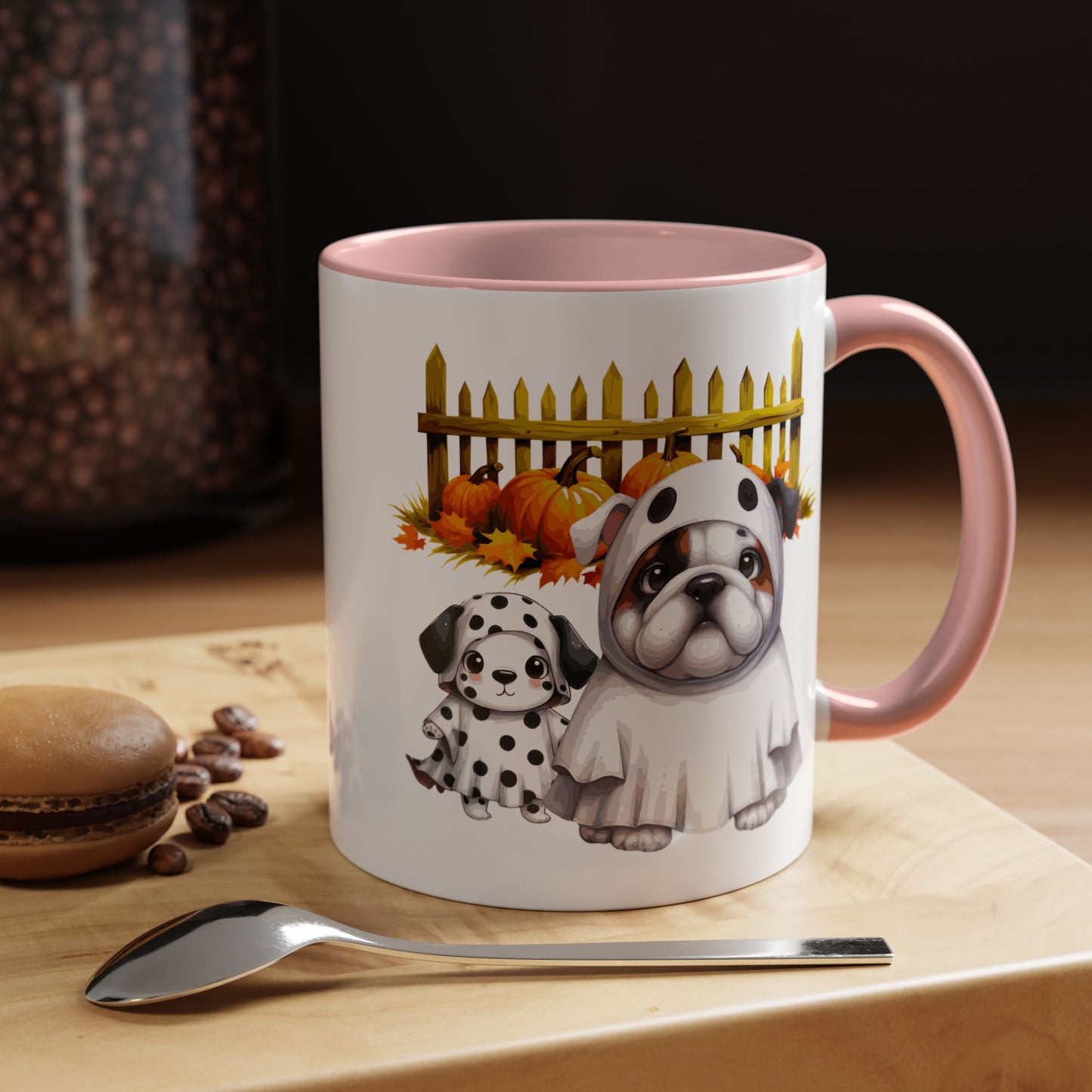 Halloween Accent Coffee Mug (11 oz) Bull Dog and Dalmatian Puppies