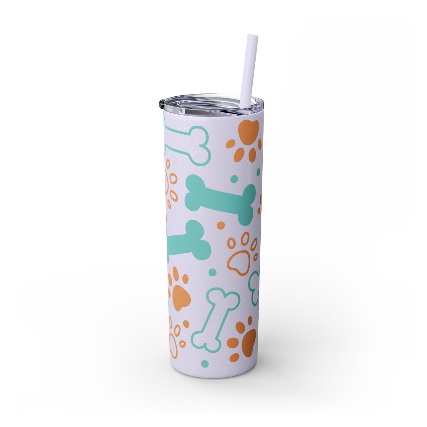 Paws and Bones Skinny Tumbler with Straw, 20oz