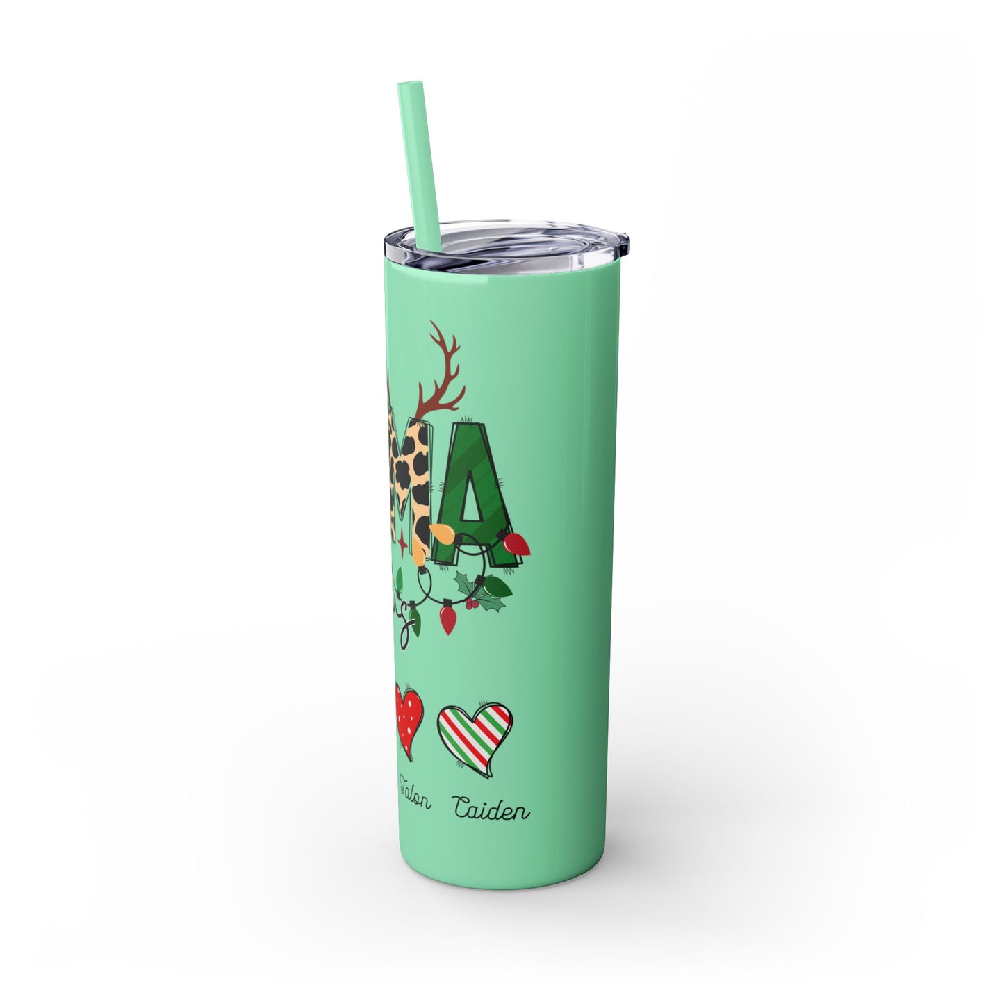 Mama Claus Personalized Skinny Tumbler with Straw, 20oz