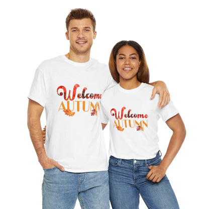 Welcome Autumn Leaves - Unisex Heavy Cotton Tee