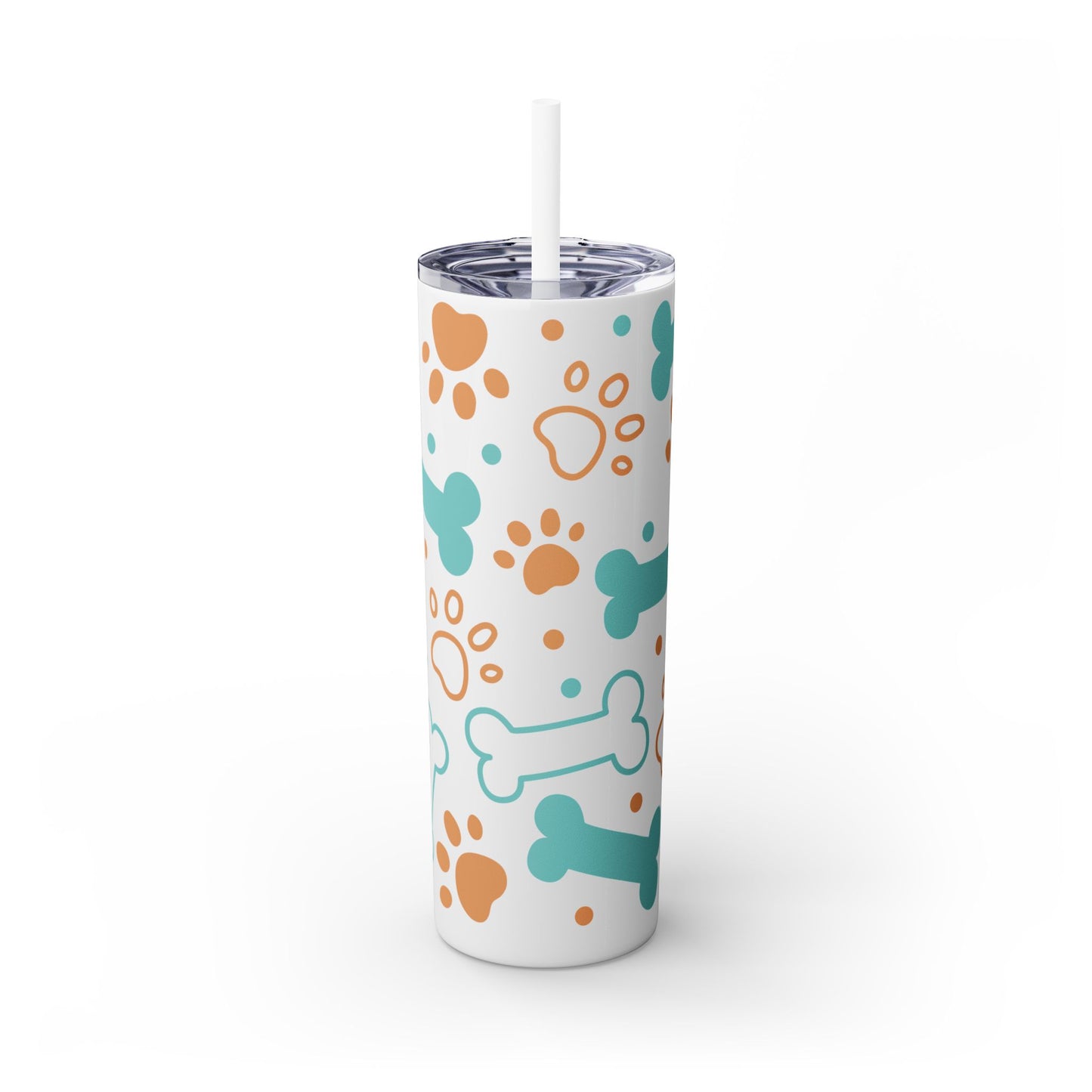 Paws and Bones Skinny Tumbler with Straw, 20oz