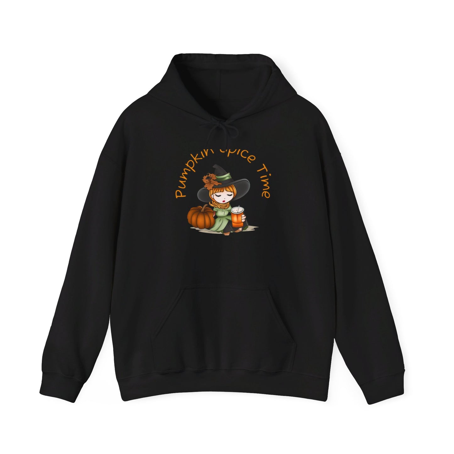 Pumpkin Spice Witch Hooded Sweatshirt - Keep warm this Fall wearing this Adorable Halloween Witch hoodie, who's enjoying her Pumpkin Spice