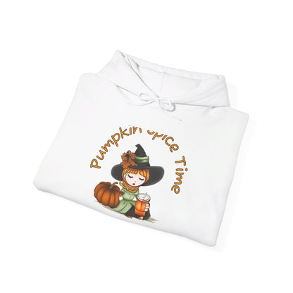 Pumpkin Spice Witch Hooded Sweatshirt - Keep warm this Fall wearing this Adorable Halloween Witch hoodie, who's enjoying her Pumpkin Spice