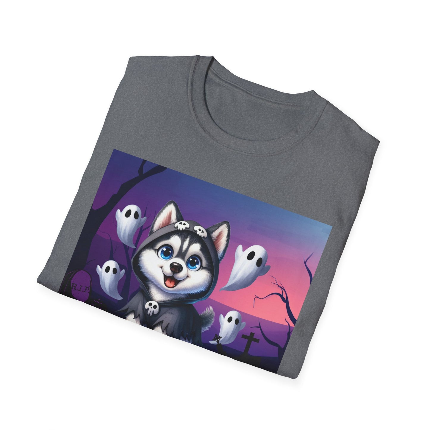 Unisex Softstyle T-Shirt - Husky and Ghosts