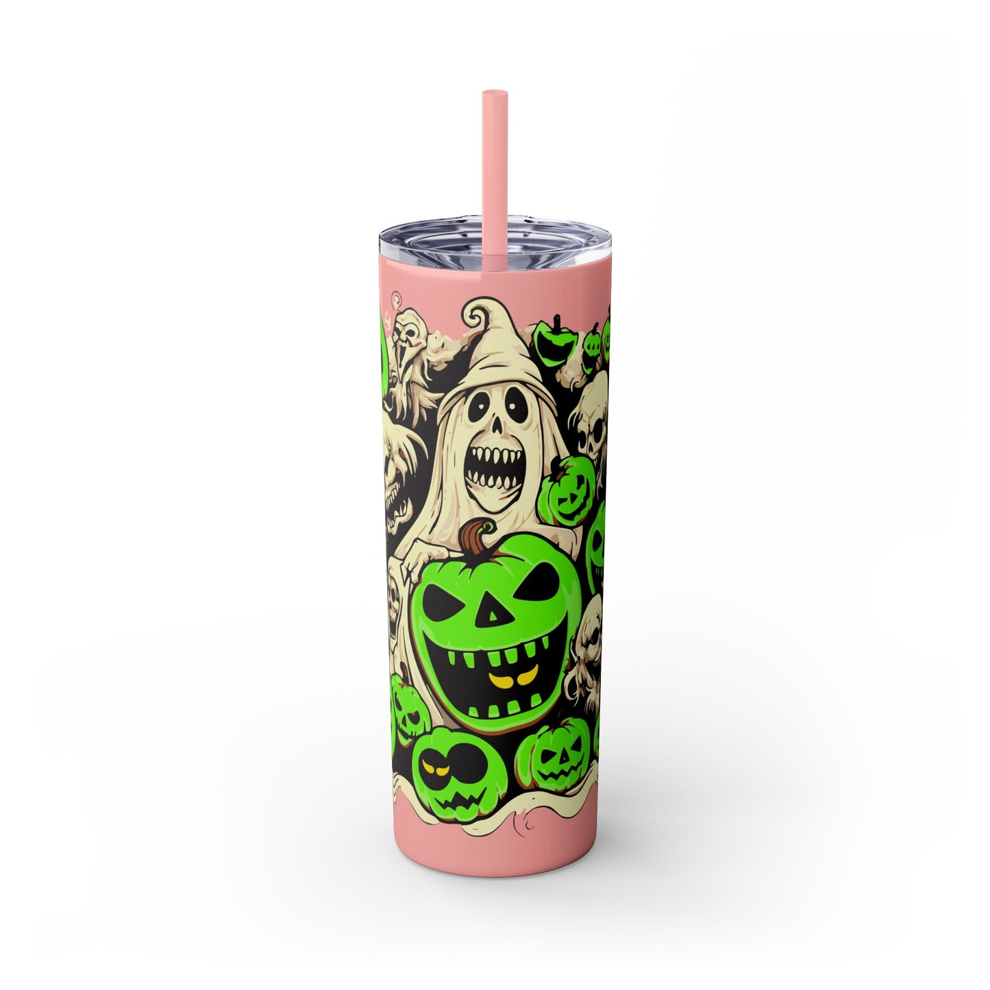 Neon Ghouls 'n Cats Eyes Skinny Tumbler with Straw, 20oz