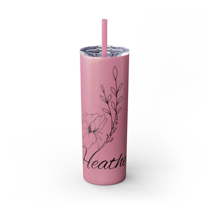 "Heather" Floral Skinny Tumbler with Straw, 20oz