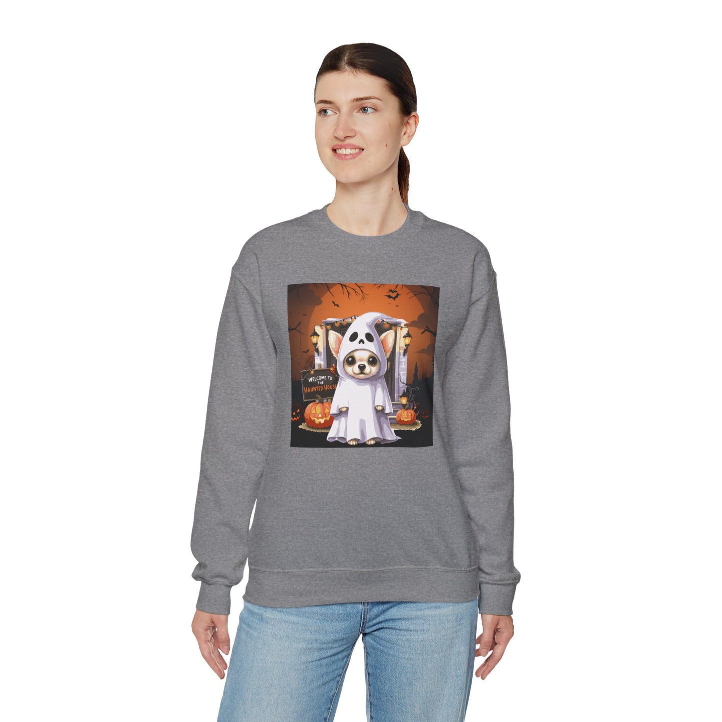 Unisex Heavy Blend™ Crewneck Sweatshirt - Chihuahua Ghost Puppy