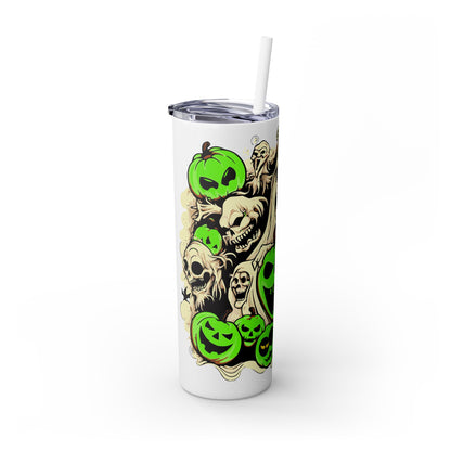 Neon Ghouls 'n Cats Eyes Skinny Tumbler with Straw, 20oz