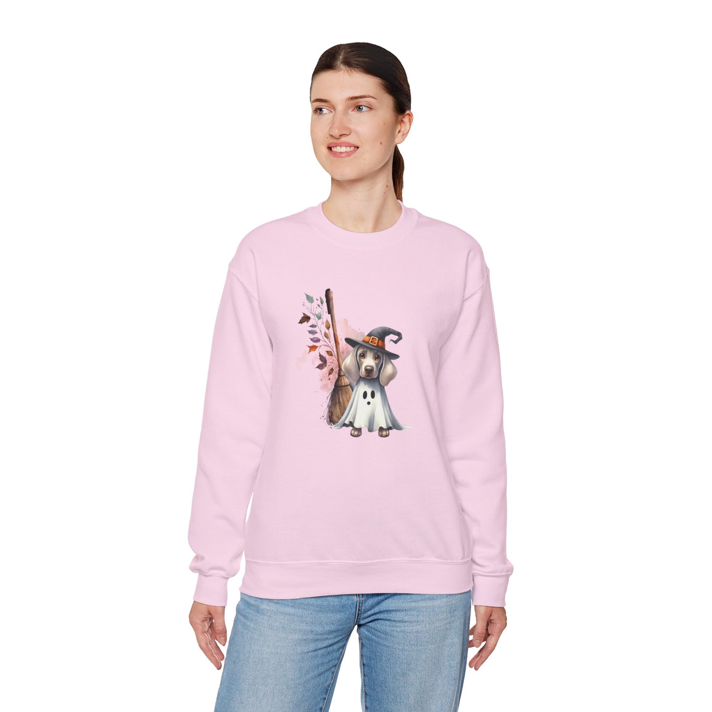 Unisex Heavy Blend™ Crewneck Sweatshirt - Weimaraner Witch Puppy