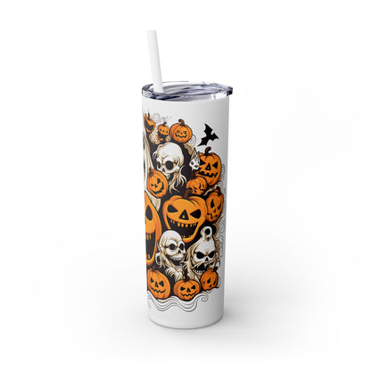 Ghouls and Pumpkins Skinny Tumbler with Straw, 20oz