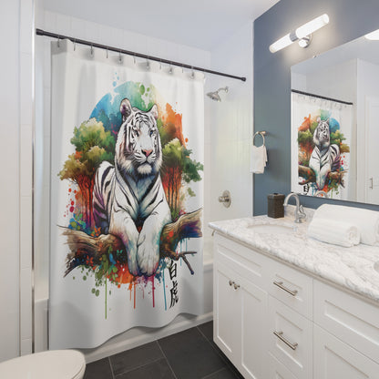 White Tiger Shower Curtain