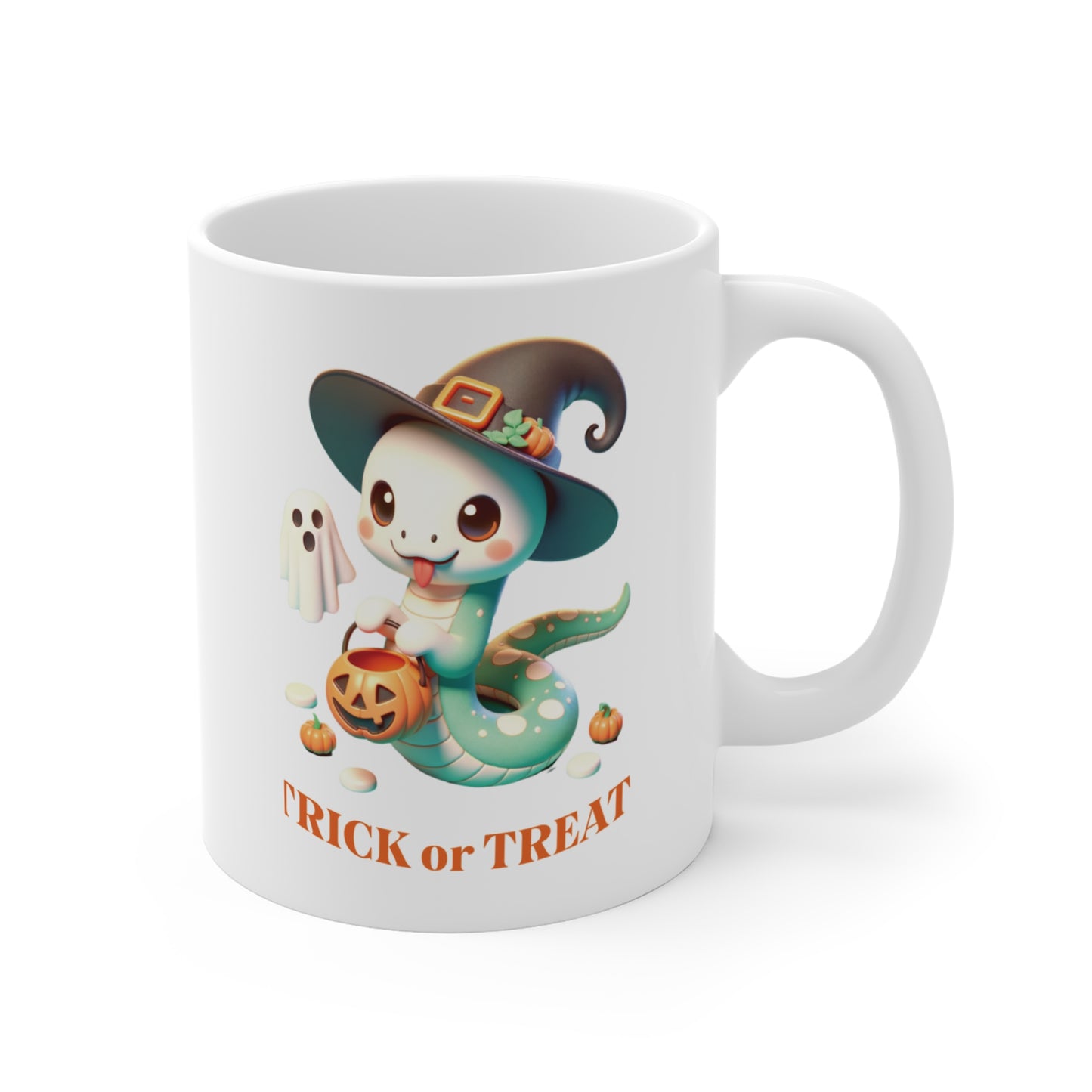 Halloween Witch Snake - Mug 11oz  Cute whimsical snake dressed as a witch and ready for a Halloween night of Trick or Treating