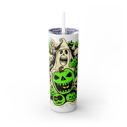 Neon Ghouls 'n Cats Eyes Skinny Tumbler with Straw, 20oz