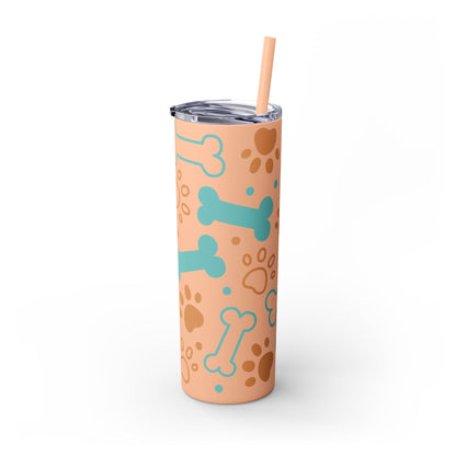 Paws and Bones Skinny Tumbler with Straw, 20oz