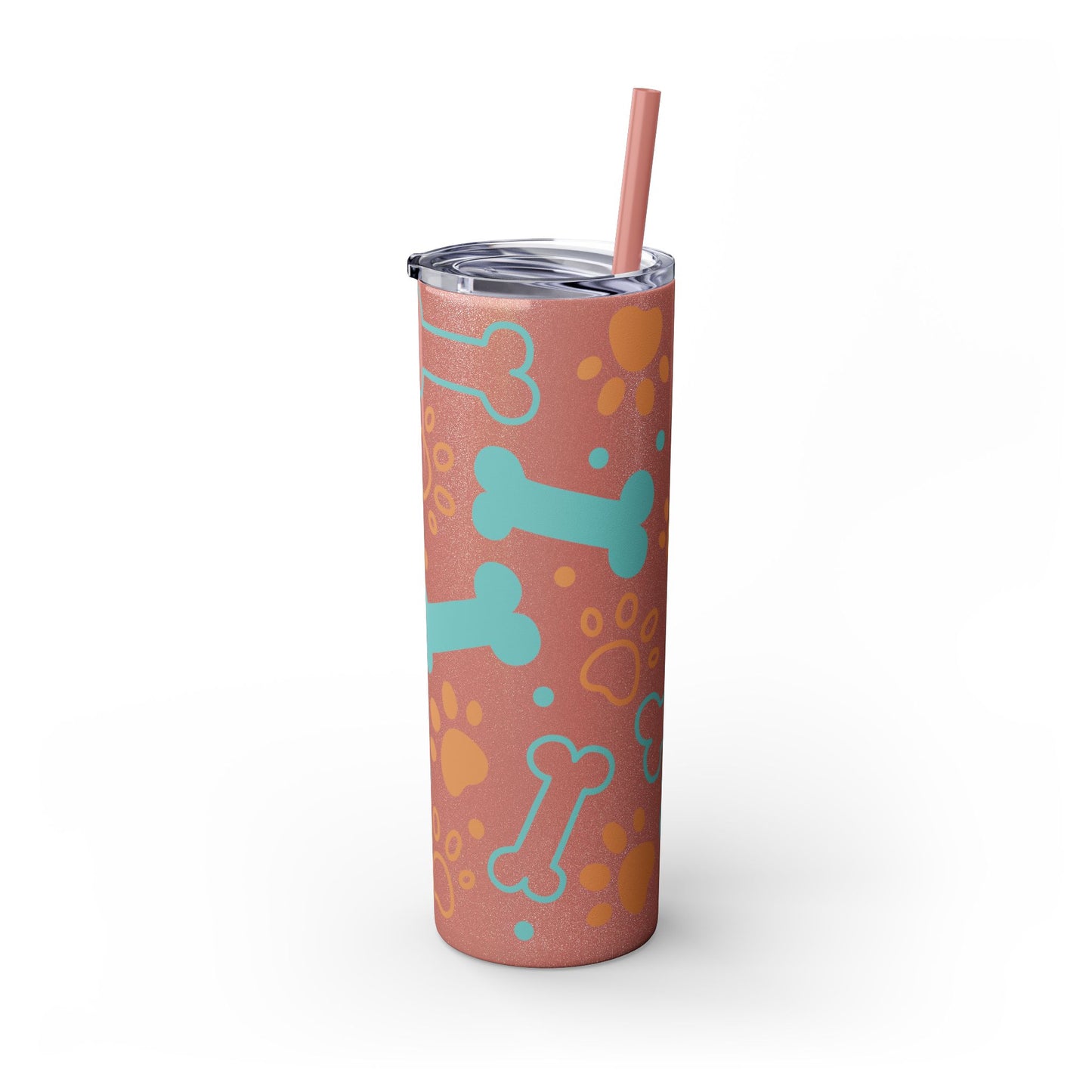 Paws and Bones Skinny Tumbler with Straw, 20oz