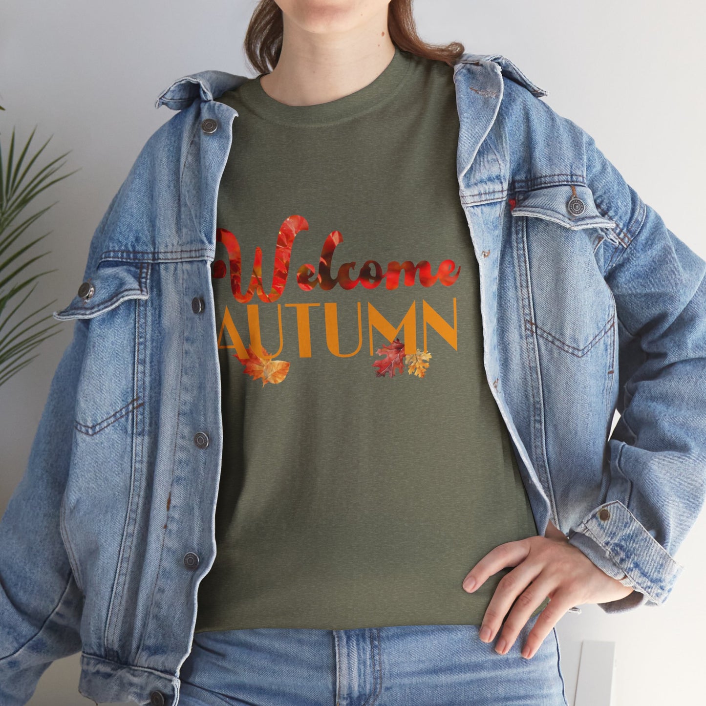 Welcome Autumn Leaves - Unisex Heavy Cotton Tee