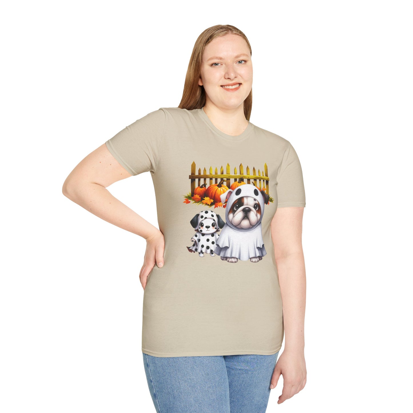 Unisex Softstyle T-Shirt - Bull Dog and Dalmatian Puppies