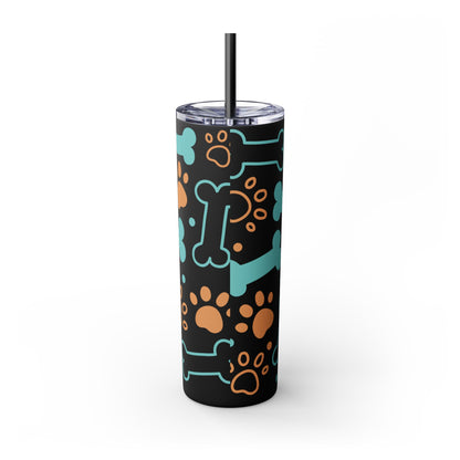 Paws and Bones Skinny Tumbler with Straw, 20oz