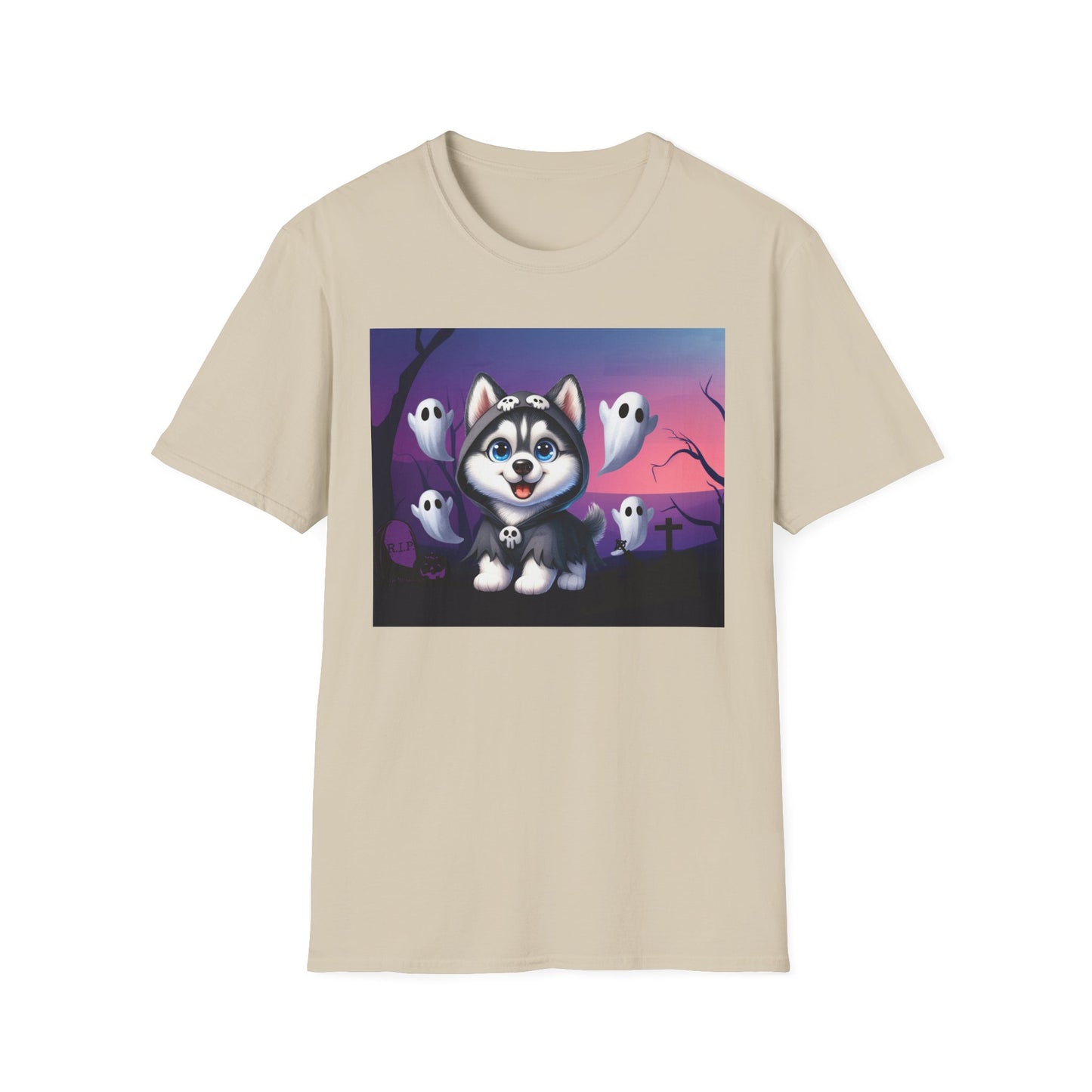 Unisex Softstyle T-Shirt - Husky and Ghosts