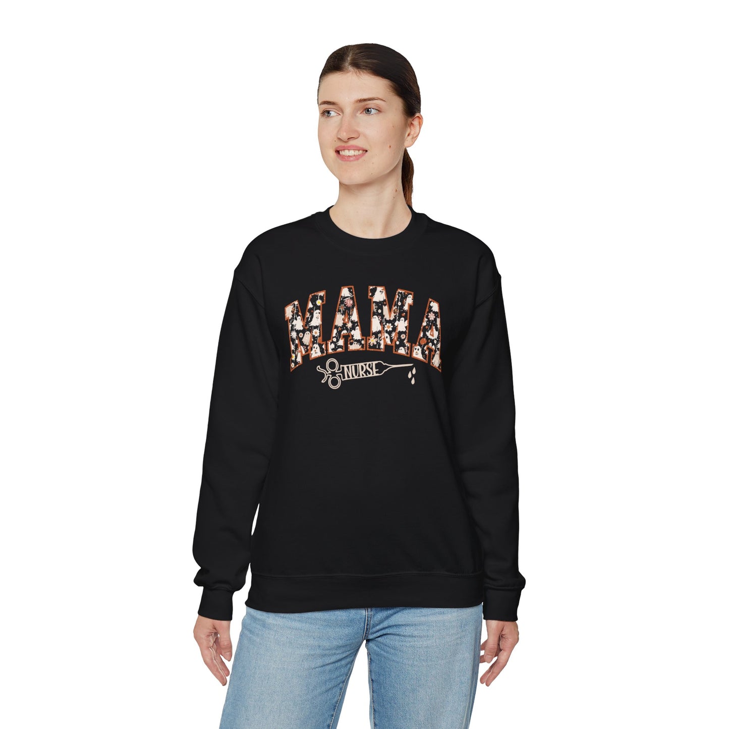 Unisex Heavy Blend™ Crewneck Sweatshirt - Halloween Mama Nurse