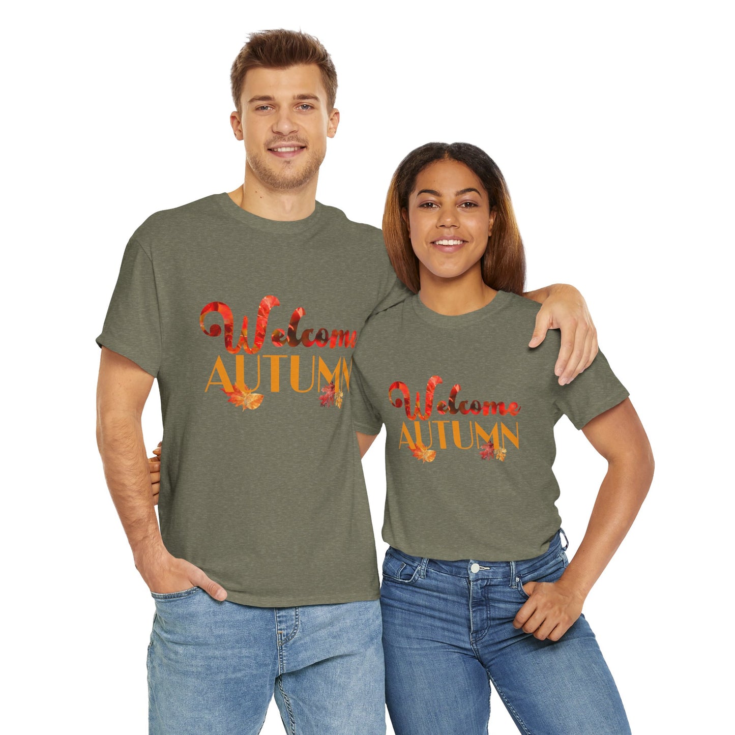 Welcome Autumn Leaves - Unisex Heavy Cotton Tee