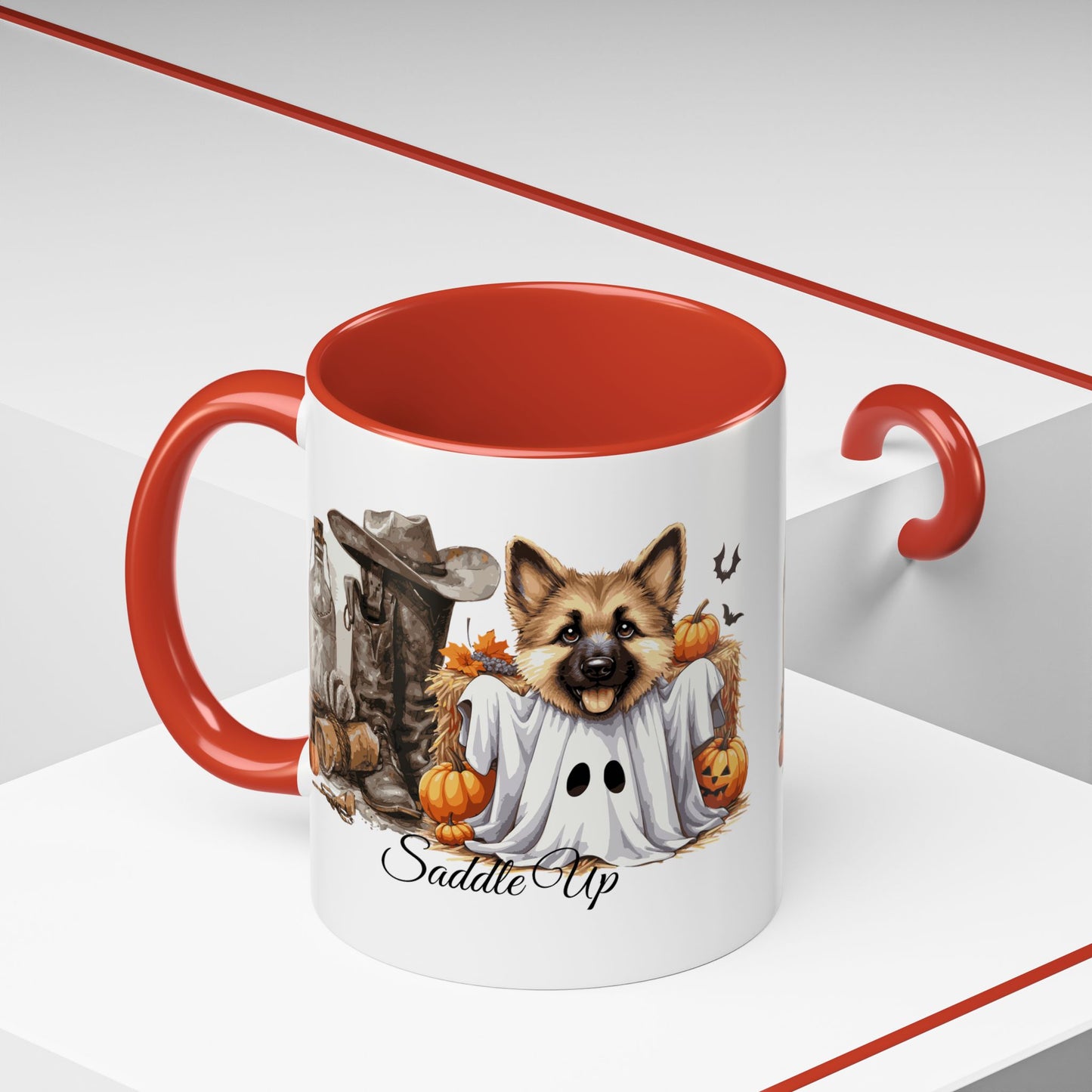 Coffee Mug - Adorable Germany Shepherd Puppy Cowgirl Halloween Design