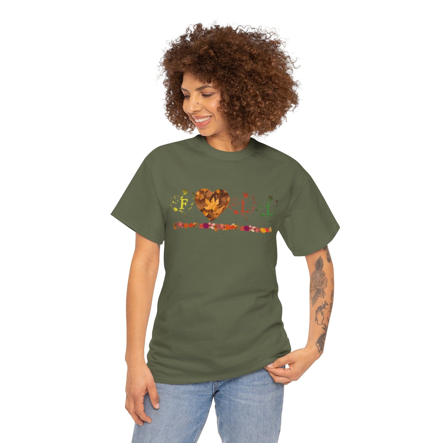 Unisex Heavy Cotton Tee - Fall Leaves