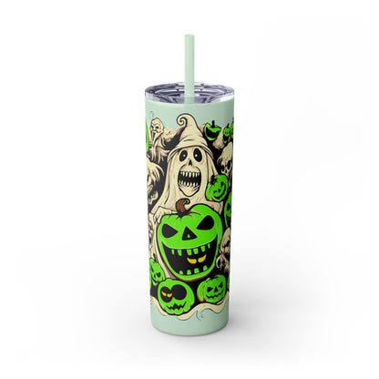 Neon Ghouls 'n Cats Eyes Skinny Tumbler with Straw, 20oz