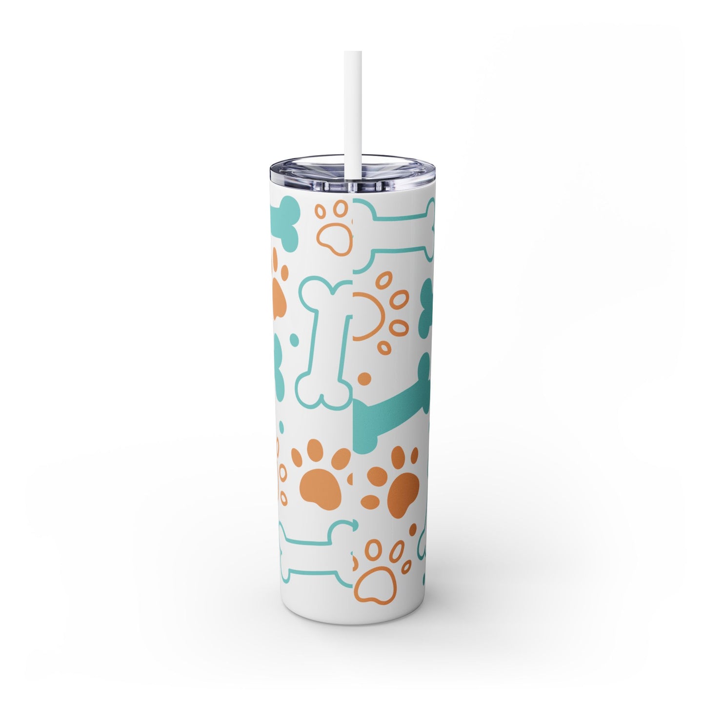 Paws and Bones Skinny Tumbler with Straw, 20oz