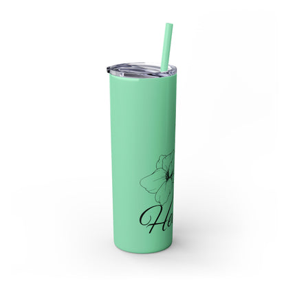 "Heather" Floral Skinny Tumbler with Straw, 20oz