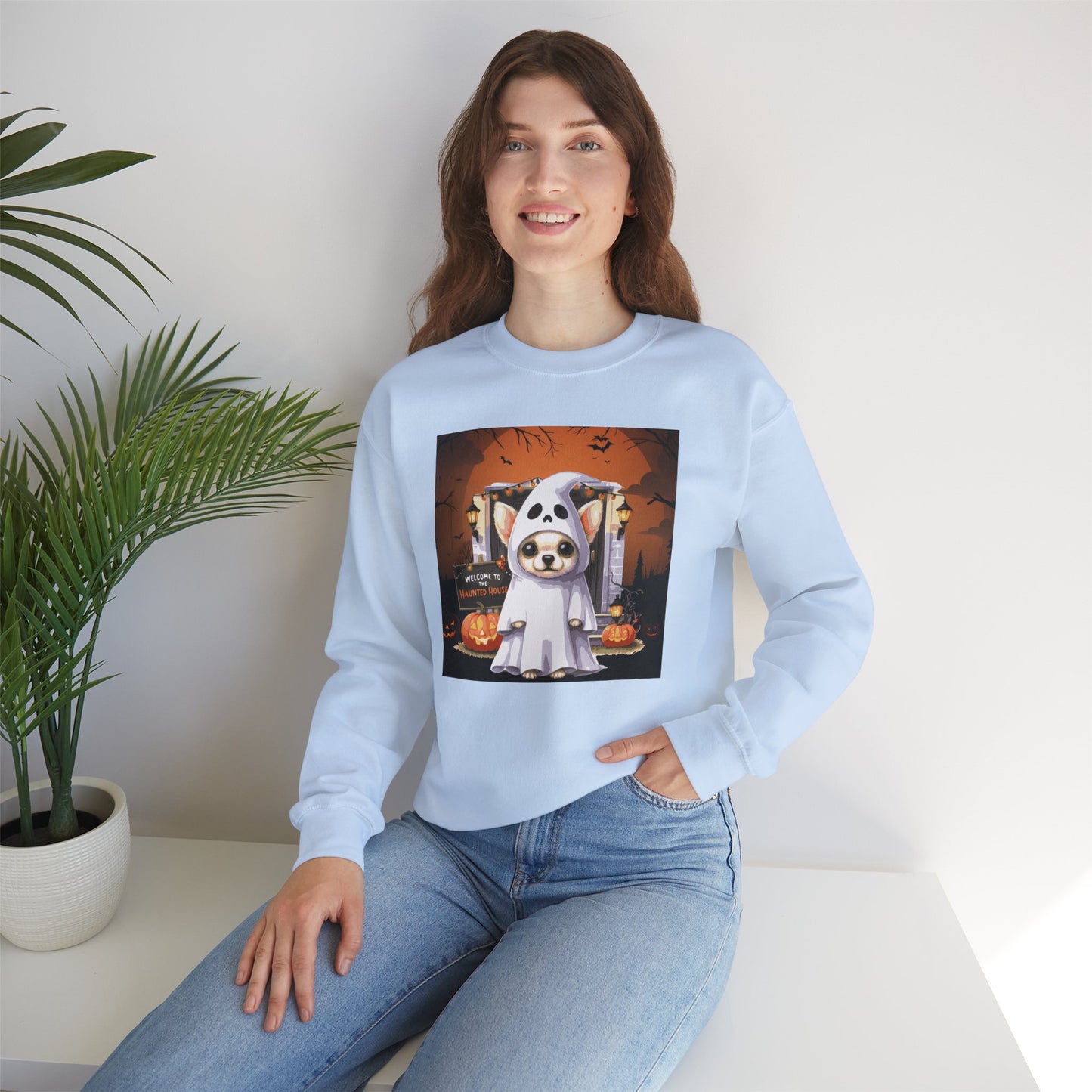 Unisex Heavy Blend™ Crewneck Sweatshirt - Chihuahua Ghost Puppy