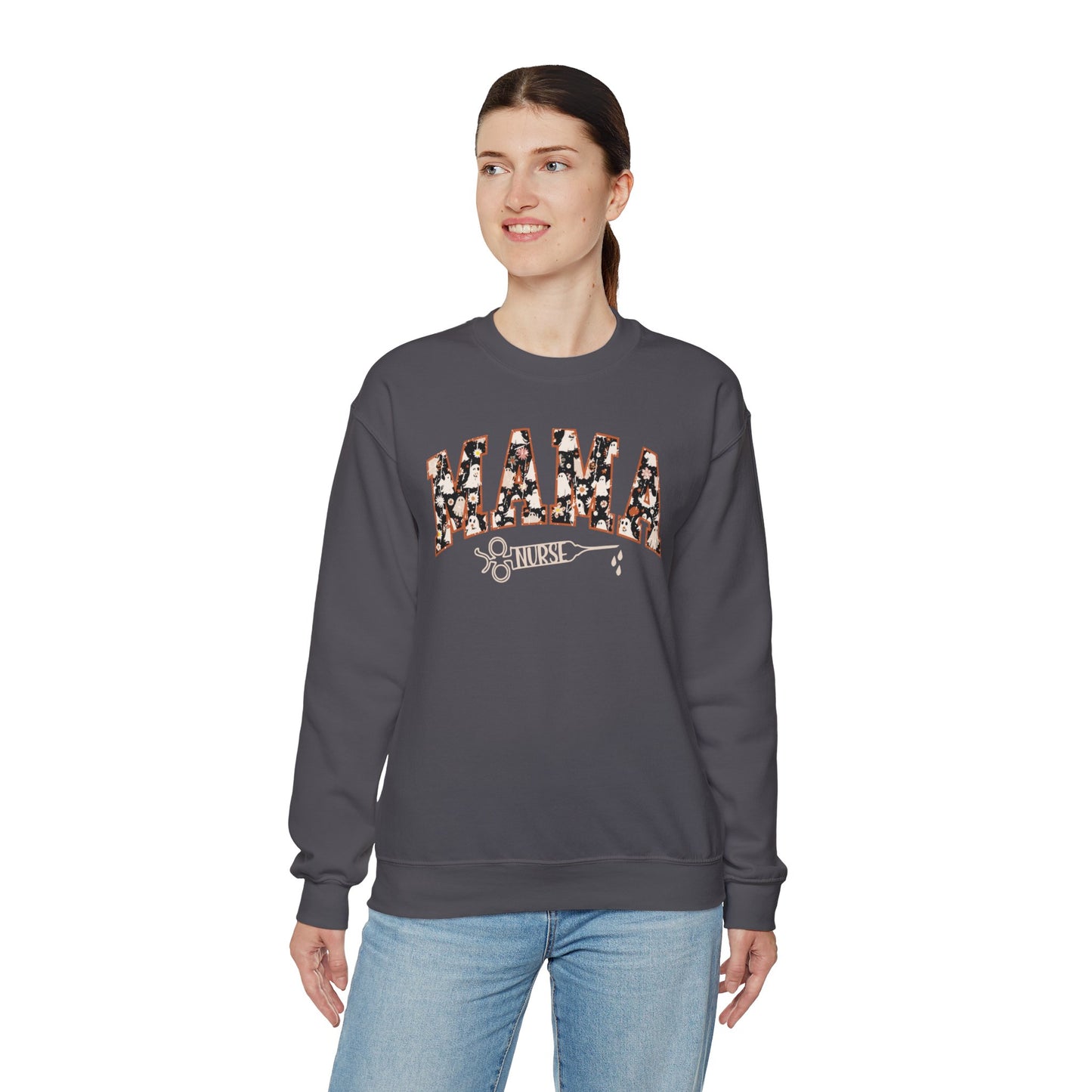 Unisex Heavy Blend™ Crewneck Sweatshirt - Halloween Mama Nurse