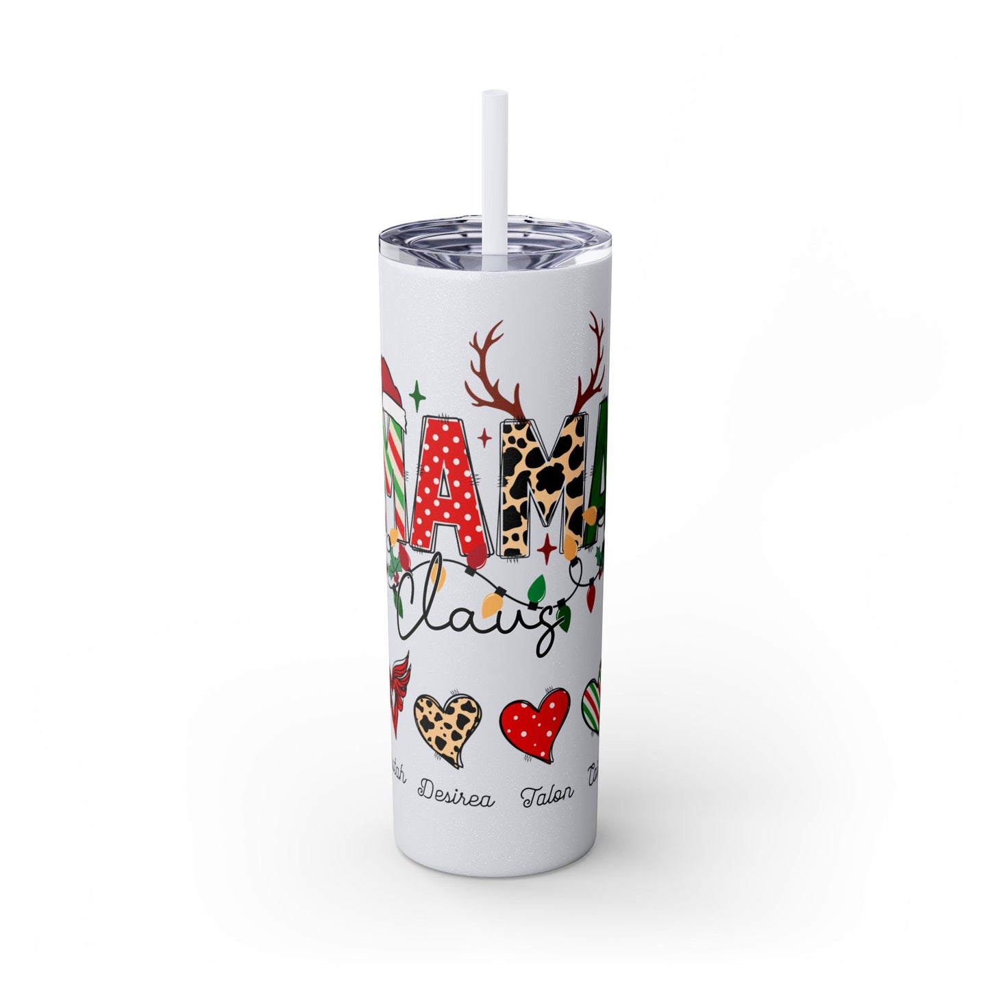 Mama Claus Personalized Skinny Tumbler with Straw, 20oz