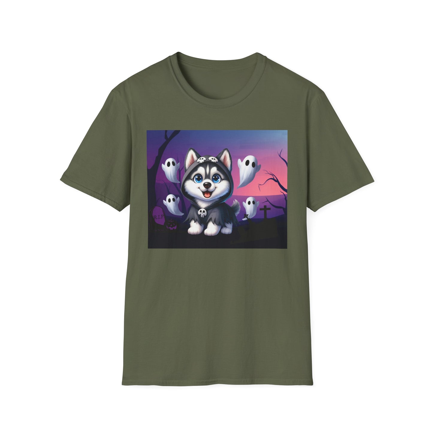 Unisex Softstyle T-Shirt - Husky and Ghosts