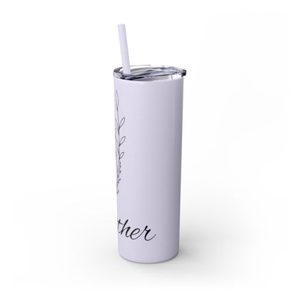 "Heather" Floral Skinny Tumbler with Straw, 20oz