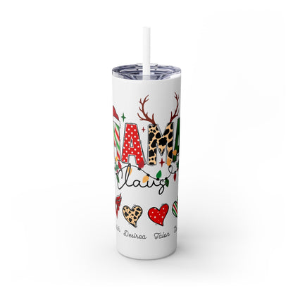 Mama Claus Personalized Skinny Tumbler with Straw, 20oz