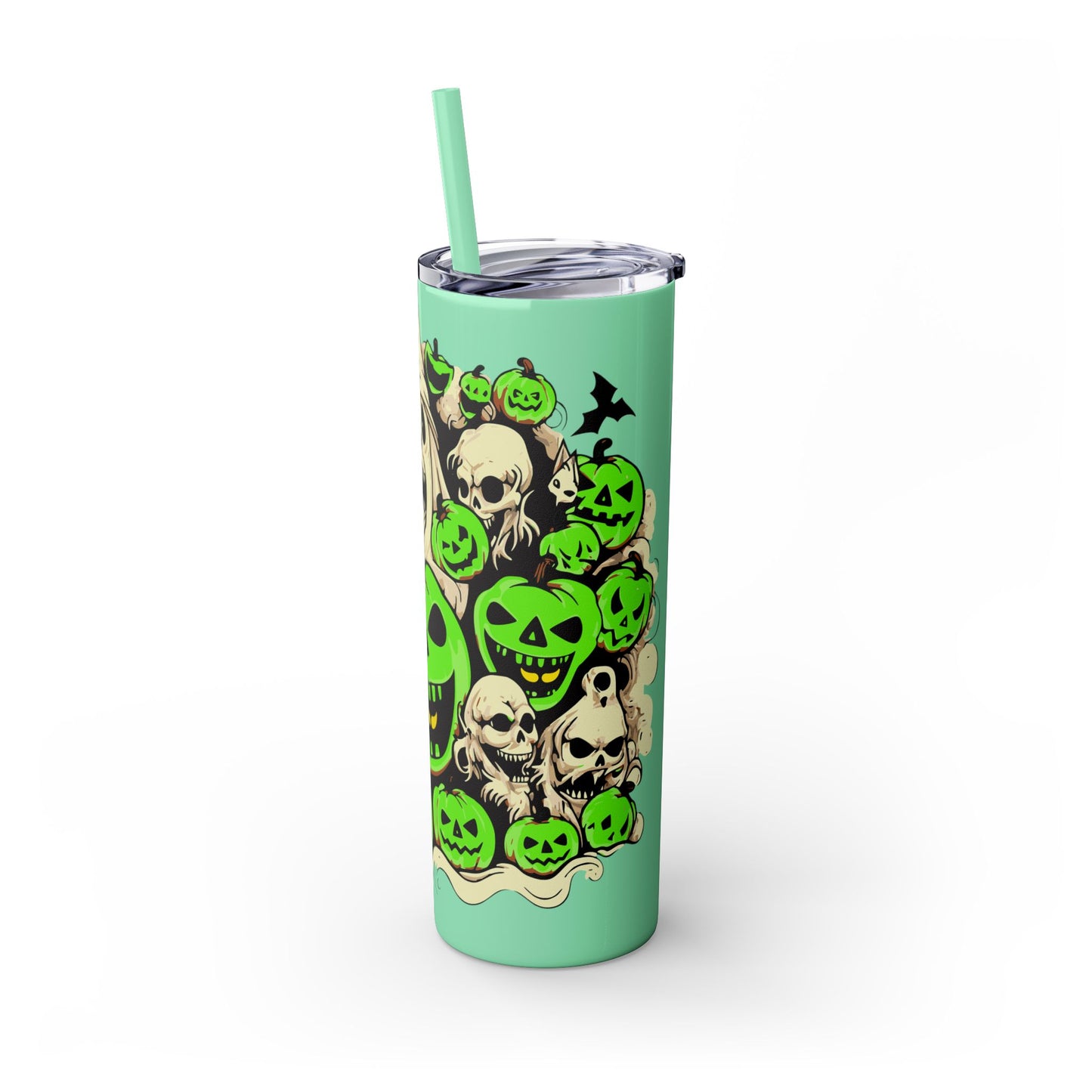 Neon Ghouls 'n Cats Eyes Skinny Tumbler with Straw, 20oz