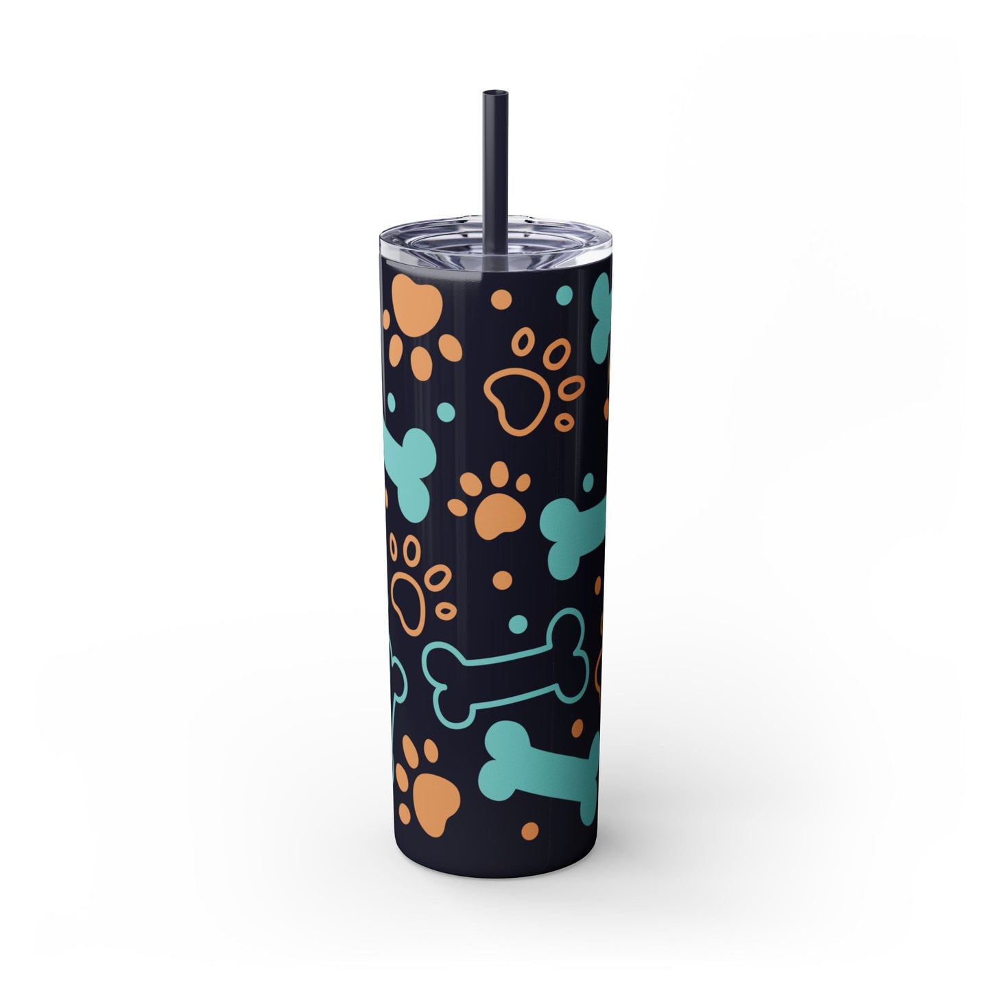 Paws and Bones Skinny Tumbler with Straw, 20oz