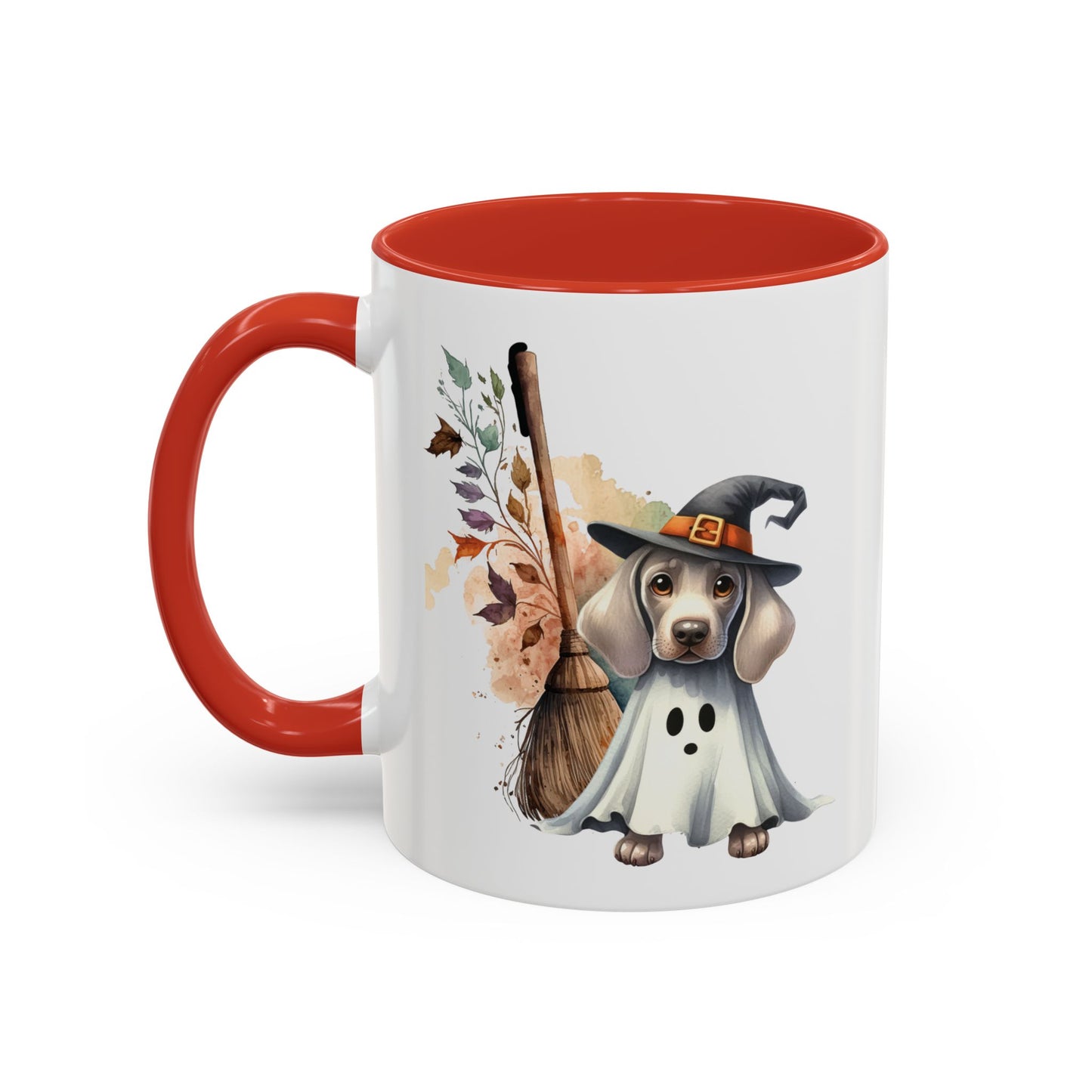 Halloween Accent Coffee Mug (11 oz) Adorable Weimaraner Witch Puppy