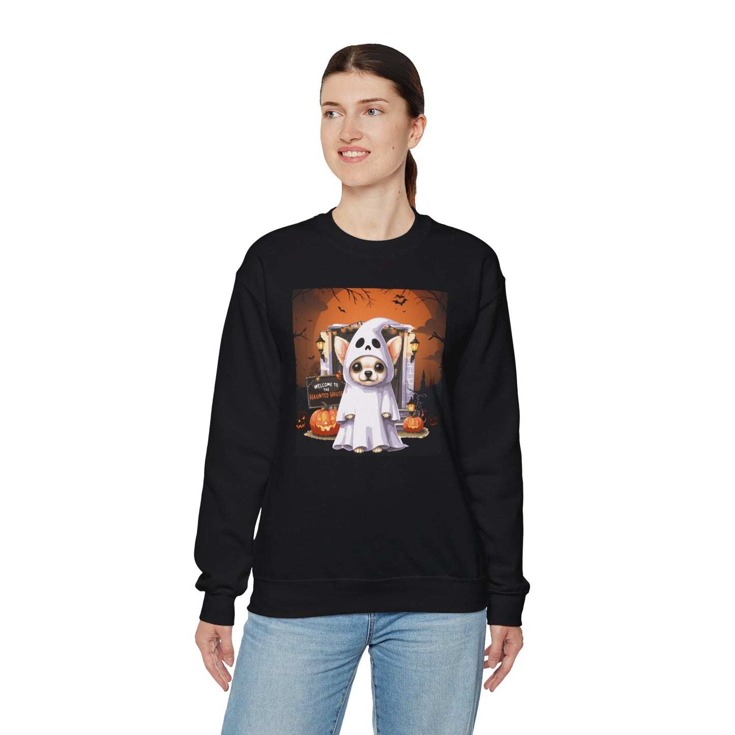 Unisex Heavy Blend™ Crewneck Sweatshirt - Chihuahua Ghost Puppy