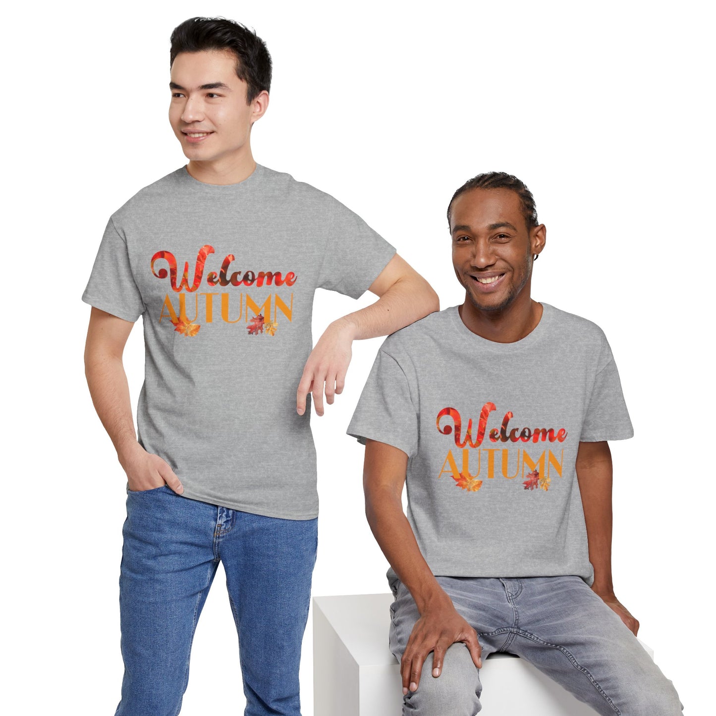 Welcome Autumn Leaves - Unisex Heavy Cotton Tee